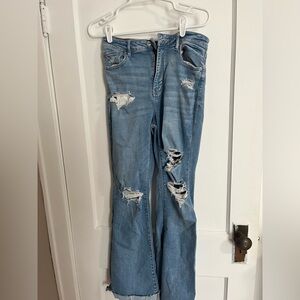 American Eagle Outfitters Light Blue Distressed Flare Jeans